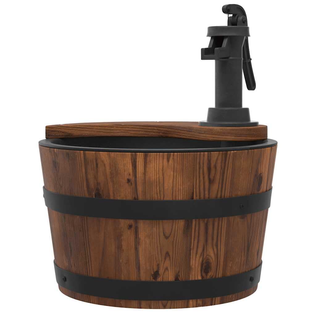 Fontana da giardino con pompa in legno di abete massiccio, 28 x 28 x 34,5 cm, fontana a cascata per laghetto, terrazza, balcone ed esterni, con gioco d'acqua e cascata
