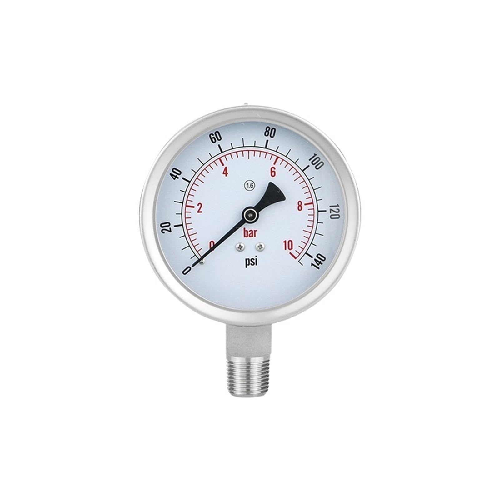 Manómetro de 100,5 mm para Filtro de Tanque, dial de presión de Agua, manómetro hidráulico, Rosca Zg1/2-40-200 ℃, 1-2500 Bar (Color: NPT 1-2 con Aceite, tamaño: 0-6 Bar)