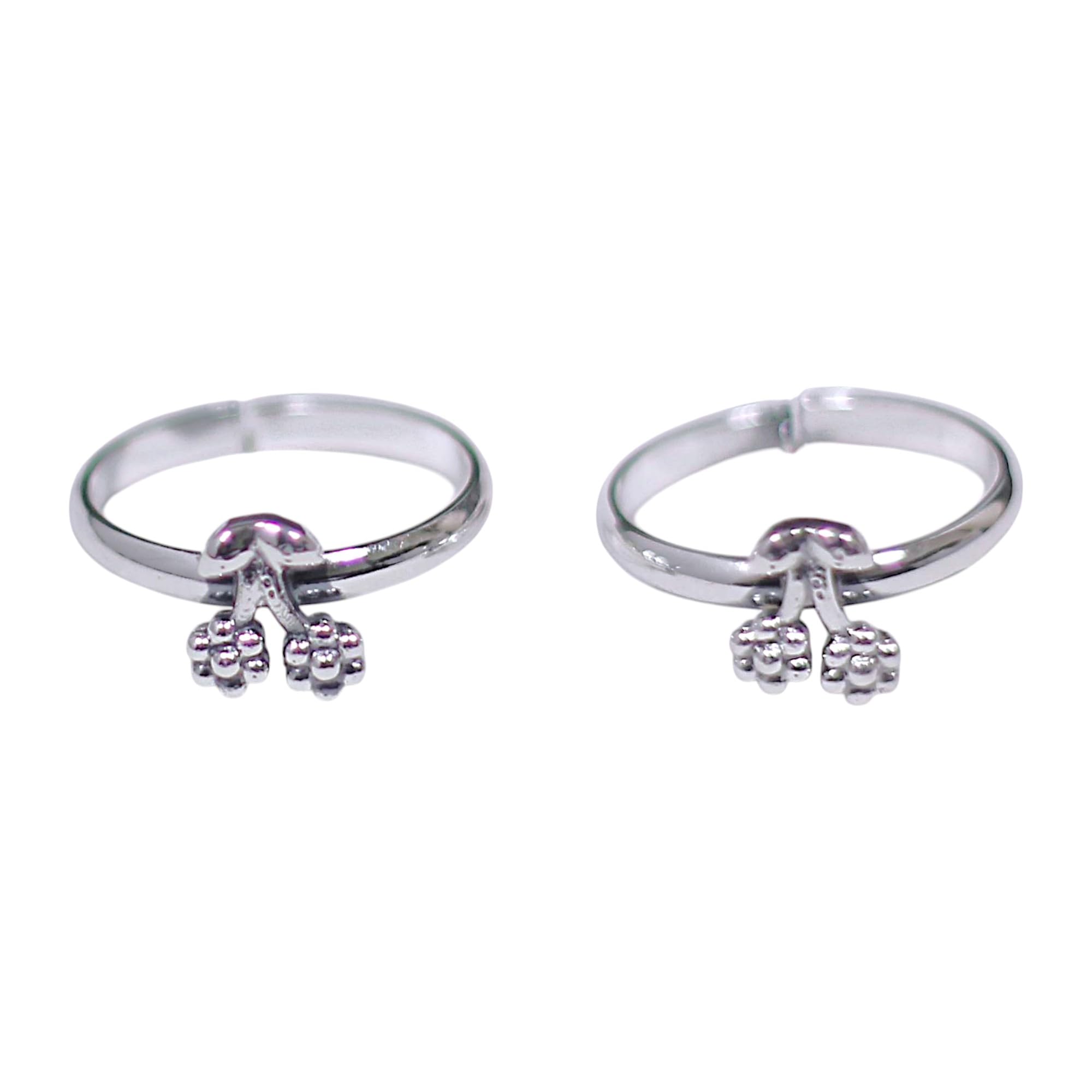 taraash 925 Sterling Silver Floral Oxidised Toe Ring for Women-picture-6