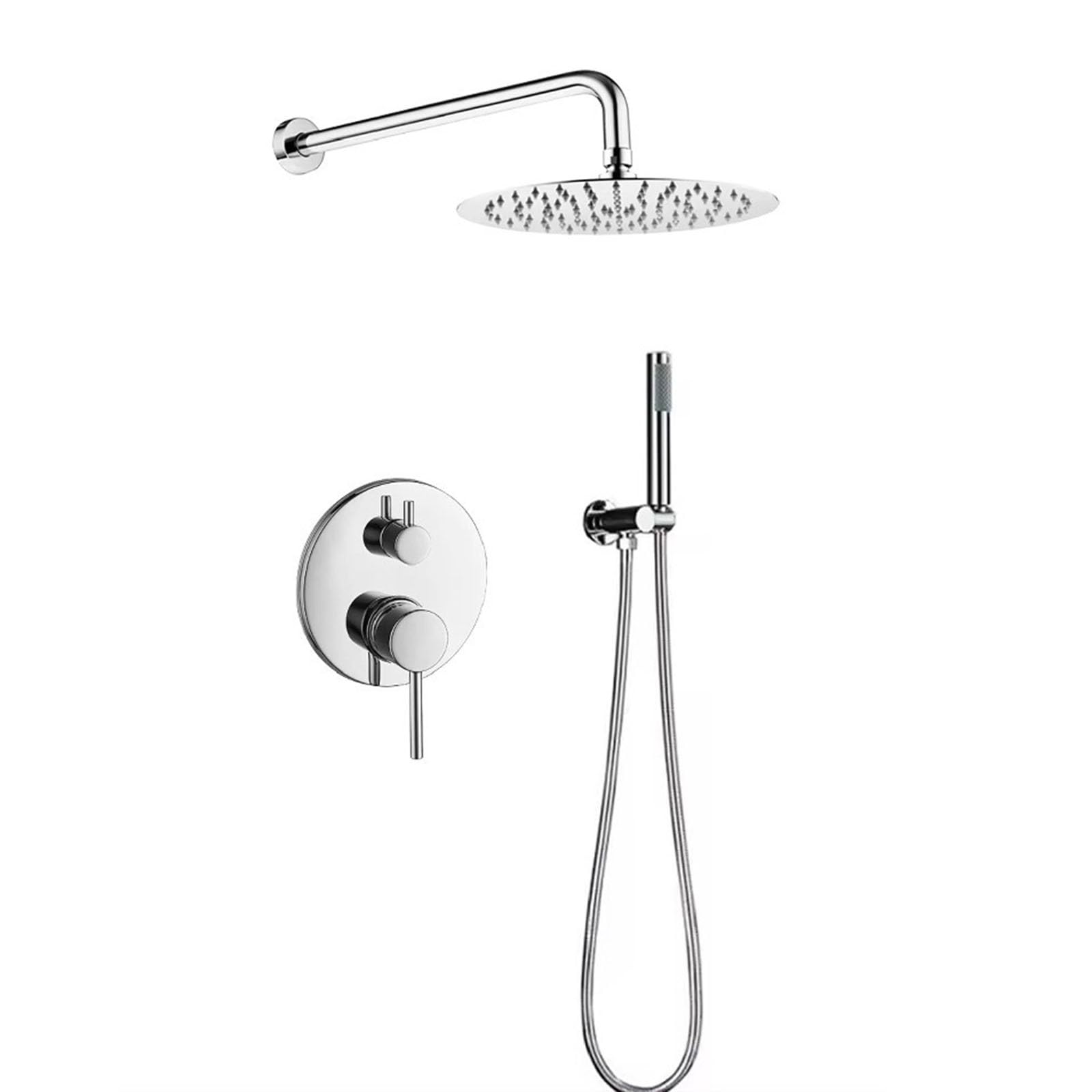 Conjunto de Ducha Empotrado con Rociador Ducha Efecto Lluvia Acero Inoxidable 25 cm Cromado
