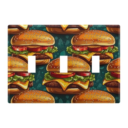 Light Switch Cover Hamburger Wall Plates for Electrical Outlets 3 Gang 202a8866
