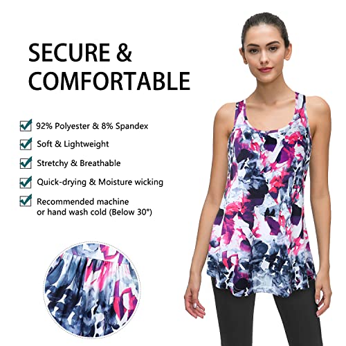Image of Cestyle Womens Sleeveless Scoop Neck Flowy Loose Fit Workout Shirts Racerback Long Tank Tops
