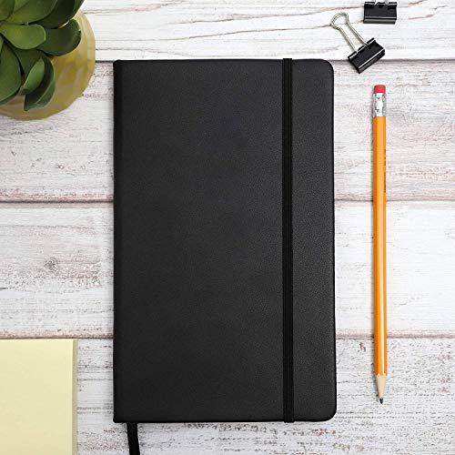 Image of AccuPrints Black Pu Leather Notebook Diary 5.8 * 8.3 inches 200 Ruled Pages with elastic lock