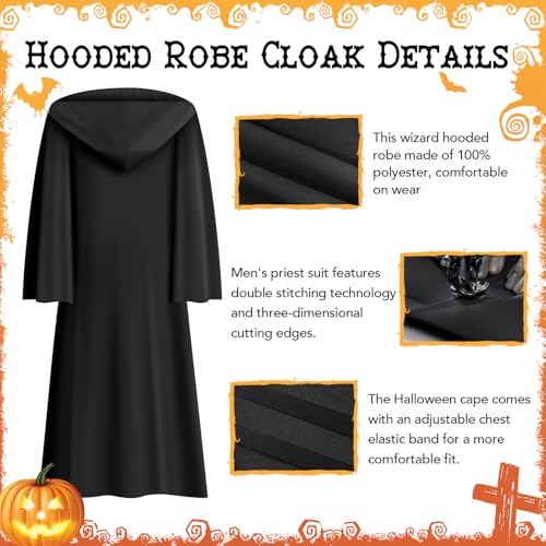 SUNRISELAND Fantasia de Halloween para adultos, túnica com capuz, robe, cavaleiro gótico, fantasia d