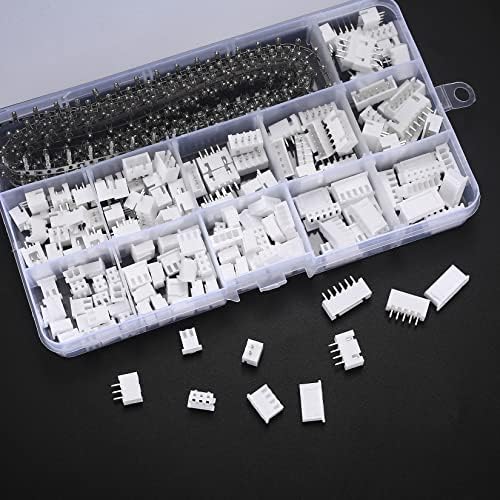 woshilaoDS Zestaw 460 sztuk wtyków JST-XH, 2,54 mm 2/3/4/5/6 Pin męski i żeński kabel adaptera wtyczka gniazdo, 2,54 mm żeńskie złącze metalowe pin, gniazdo wtykowe, biała wtyczka płytkowa