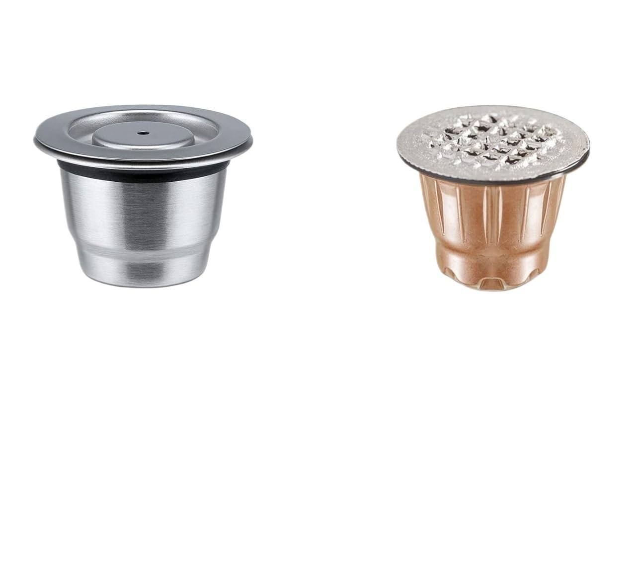Compatible Para Nespresso Cápsula Café Reutilizable Acero Inoxidable | Carcasa acero liso, filtro fino, permite rellenado repetido en casa(2 capsules 1t)