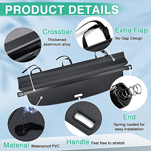 Image of Powerty Cargo Cover for 2018-2024 VW Atlas(NOT for Cross Sport), Canvas Trunk Cover Privacy Screen Rear Security Shade for Volkswagen Atlas Accessories(with Extented Cover)