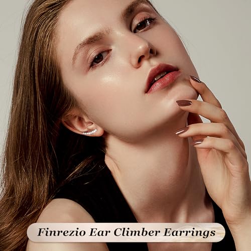 FINREZIO 6Pairs Ear Cuffs Climber Hoop Earring CZ Arrow Crawler Stud Earring Jacket for Women3