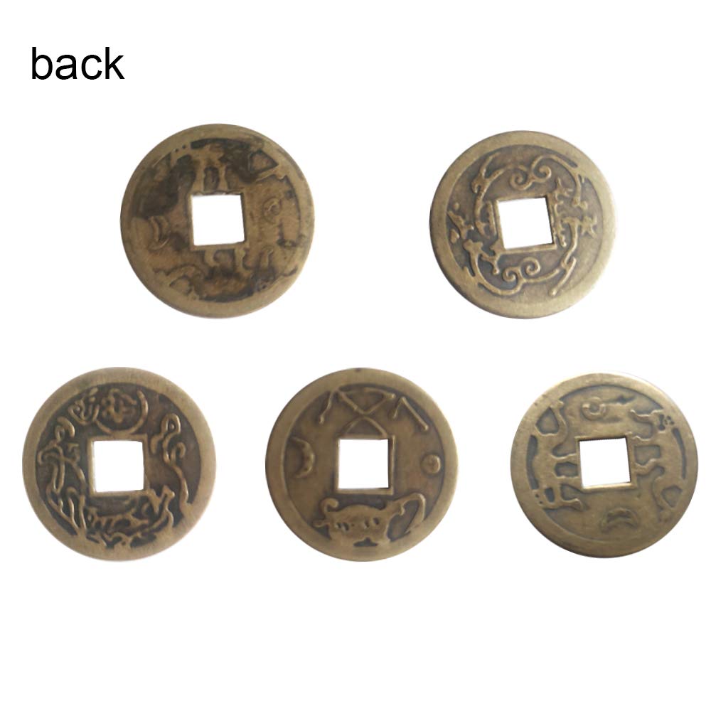 Amazon.com: ZeeStar Bless 5 件中國風水I Ching 占卜硬幣幸運硬幣好運硬幣+禮品袋(五迪錢) : 居家與廚房