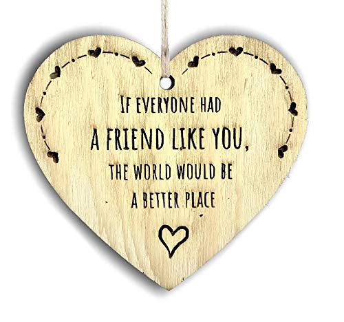 Generic Friends Wooden Hanging Heart Plaque Gift for Best Friend Heart Wooden Sign Friendship Quote Gift