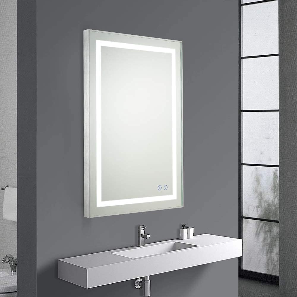 Tор Brаndѕ CITYMODA 28x20 inch Bathroom Mirror with Lights Large Rectangle LED Vanity Lighted Mirror with Touch Button Horizontal/Vertical Anti-Fog Color Adjustable Brushed Nickel Frame Tор Brаndѕ CITYMODA 28x20 inch Bathroom Mirror with Lights Large Rectangle LED Vanity Lighted Mirror with Touch Button Horizontal/Vertical Anti-Fog Color Adjustable Brushed Nickel Frame