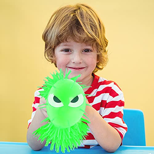 Artcreativity Big Eye Puffer Ball, 1 Piece, Large Fidget Toy For Kids And Adults With Stretchy Rubber Bristles, Calming Stress Relief Toy For Sensory Play, Loop For Hanging Or Display, 8 Inches #TOP4