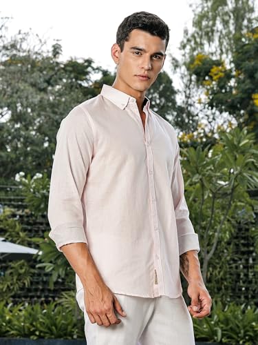 Image of Thomas Scott Men's | Linen Blend | Solid | Premium Cotton Linen Blend | Full Sleeve | Casual Shirt for Men