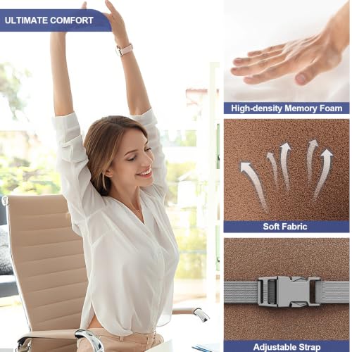 Image of BYMECOST Lumbar Support Pillow for Car, Memory Foam Car Back Cushion