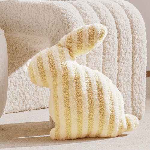 DN DECONATION Osterhasen Kissen Dekokissen, Gelb Weiß Plüschhase Kuschelkissen...