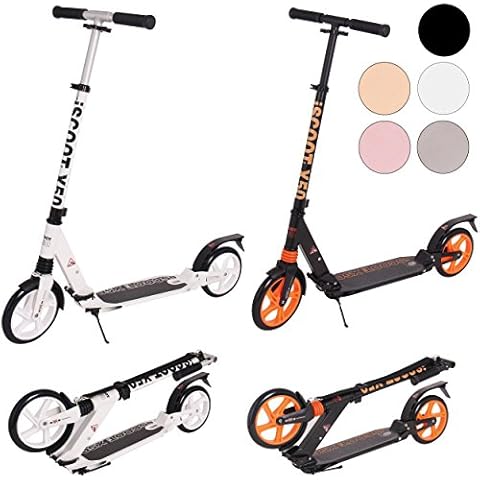 Ultimate iScoot© X50 Jet Black Adult City Push Kick Scooter with Large 200MM Wheels, Dual Front and Rear Spring Comfort Suspension Folding Frame with Carry Strap - Easy to Carry Light Weight Aluminium Cover