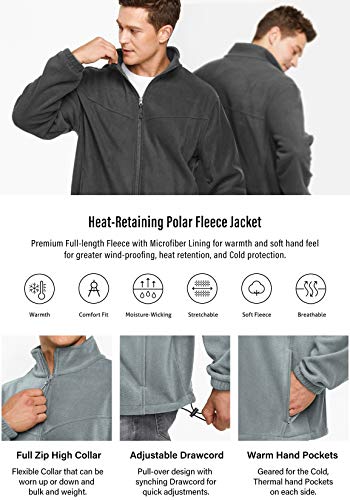 TSLA Men's Full Zip Polar Fleece Jacket, Warm Long Sleeve Casual Outdoor Jacket3