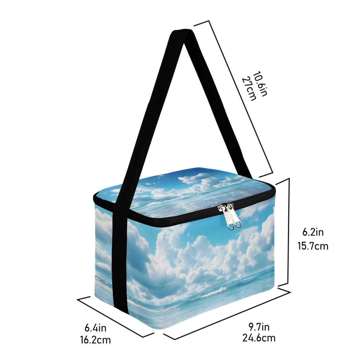 GzLeyigou Lunch Bags for Women Men 9 Cans,Landscape Hot & Cold Food Delivery Bag Insulated Grocery Bag Insulated Lunch Box Open Blue Sea Cooler Bag for Office Work Picnic Beach