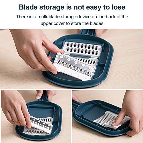 Vegetable Chopper Slicer with Container, 4 Interchangeable Blades Food Choppers Cutter and Dicers for Garlic, Cabbage, Carrot, Potato, Tomato, Fruit - Thumbnail 3