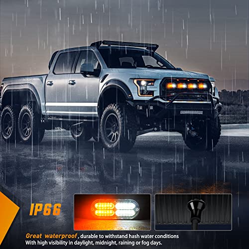 Image of Nilight 4PCS LED Strobe lights 12V Sync Feature Amber White 24LED Emergency Hazard Warning Lights with Controller Hard Wire or Cigarette Lighter Plug for Car Truck RVs Campers