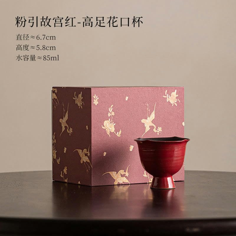Zestaw do herbaty Chiński zestaw do herbaty, 85 ml 6,7 * 5,8 cm Czerwony ceramiczny kielich Chińskiej porcelany Filiżanka do herbaty Puchar lodów kawy Kubek na prezent i biura domowego