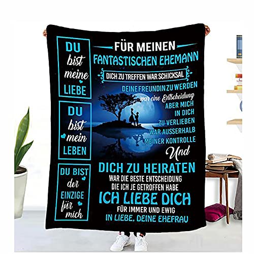 Kuscheldecke ​Flauschige Personalisierte Decke Geschenke An Meine Mann, Ehefrau für Mann Luftpost Positiv Ermutigen Decke(deutsch), Super Weiche Decke Flanell, 150*200cm Cover