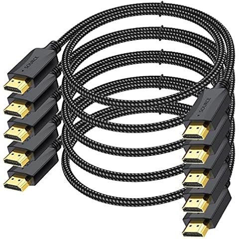 3FT HDMI Cable 5-Pack, 4K HDMI Cables Braided- High Speed Shielded HDMI 2.0 Cable Male to Male Flexible with Ethernet, 4K HDR 3D ARC & CL3 Rated for KVM, Docking Station,Computer,TV,Game Cover