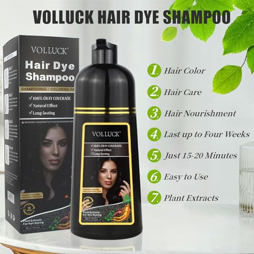 Hair Dye Shampoo, 3-In-1 Natural Plant Hair Dye, Grey Hair Cover up Shampoo for Men Women, Long-Lasting Hair Colour Shampoo 500ML (Light Brown) - Image 5