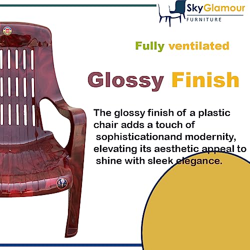 Image of Cello Comfort Relax Plastic Arm Chair |Single Chair for Balcony | Garden | Living Room | Indoor and Outdoor Use | Color: Rosewood; Single Chair