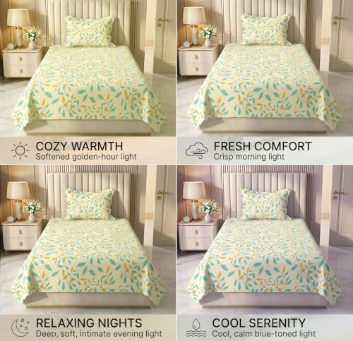 Image of HOMEKART Cotton Single Bedsheet with 1 Pillow Cover | 210 TC Premium Cotton Bed Sheet | Soft, Breathable, Lightweight & Wrinkle Resistant | 60 x 90 Inches Single Size Bedding