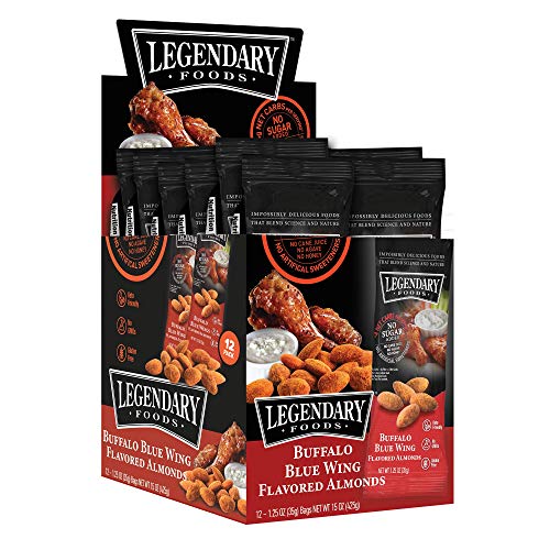Legendary Foods Buffalo Blue Wing Flavored Almonds | Keto Friendly Low-Carb Snacks | High Protein, Fat, Potassium & More | Ideal Gluten Free Snacks for Post-Workout or Keto Diet (1.25oz, Pack of 12)