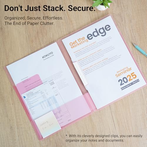 Image of Kokuyo Portfolio Folder with Pockets Folder for Paper Organization,Heavy Duty Pocket Fits US Letter & A4,Dual-Purpose Clip & Pocket Design (FU-CE755LB)