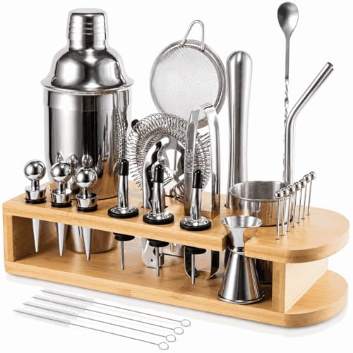 Semderm Cocktail Shaker Set, 26-Piece Premium Mixology Bartender Kit - 18/8 Stainless Steel Bar Set...