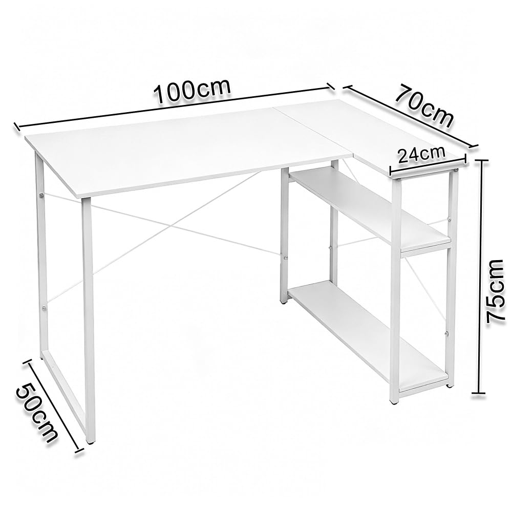 Biurko gamingowe ze stojakiem na monitor uchwyt na kubek hak na słuchawki 100 x 75 x 70 cm biały gracz