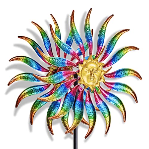 Fawgold 75 Inches Sun Wind Spinner 360 Degrees Lawn Spinners With Mtionetal Stake For Garden Patio Yard Decoration #TOP2