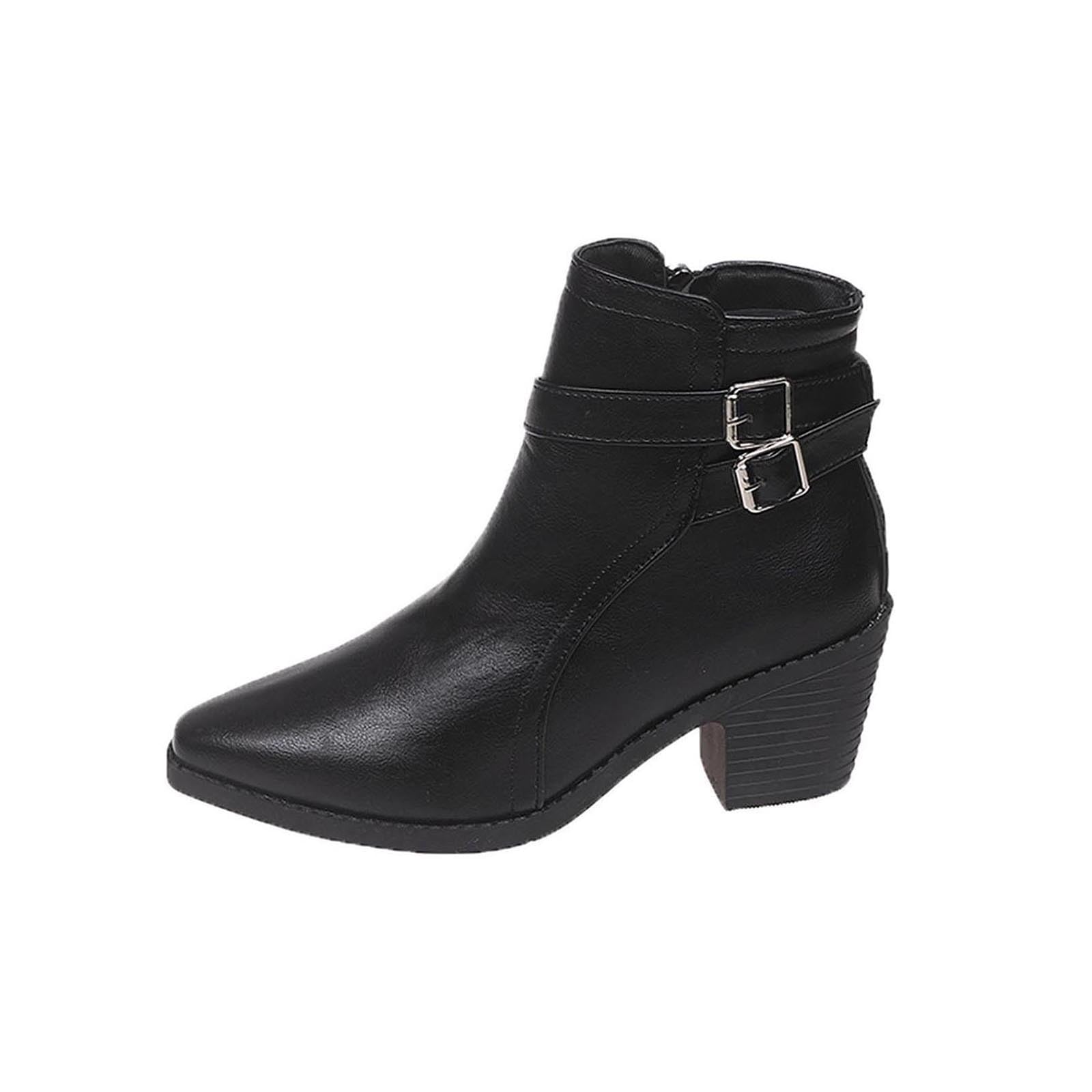 Bottes d'hiver courtes à bout pointu et boucle tendance - 8