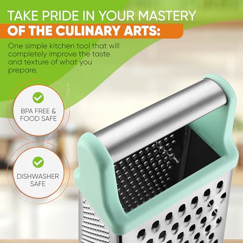 Image of Spring Chef Stainless Steel XL Cheese Grater for Kitchen, Mint