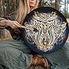Shaman Drum 10 inch, Handmade Shamanic Drum with Drum Stick, Sound Healing Drum Instrument, Vintage Percussion Instruments Drums, Frame Drum for Meditation and Home Decoration #4