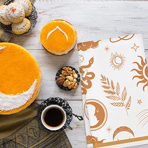 Kinlop 4 Pieces Kitchen Towels Gift Star Mushroom Moon Boho Witchy Cute Dish Towels Ultra Absorbent Drying Cloth Tea Towels Kitchen Hand Towels Farmhouse Soft Dishcloths Coffee Tea Bar Hand Towels #TOP3