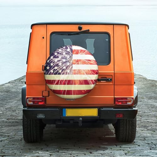 Image of Spare Tire Cover American Flag Wheel Covers USA Flag Weatherproof Universal Wheel Protectors for Rv SUV Camper Travel Trailer 14 Inch