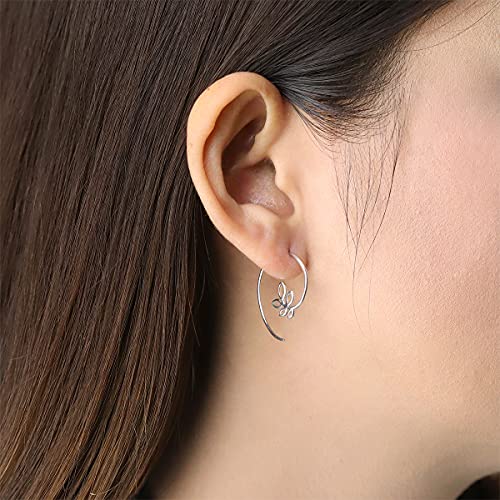 Boma Jewelry Sterling Silver Leaf Pull Through Hoop Earrings2