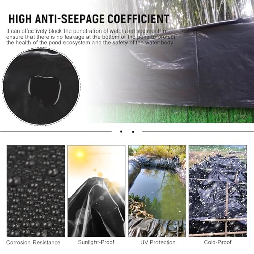 HonGien Teichfolie 1.2x2.1m Teichfolien Schwarz HDPE Gartenteich Teichplane große Fischteichfolie Dichtungsfolie Teichmembran für Fischteiche Brunnen Wassergarten und Wasserfall Springbrunnen