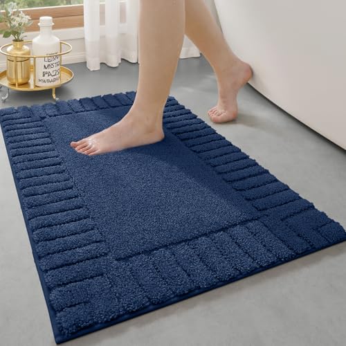 LUMI Bathroom Rugs Non Slip with Rubber Backing, Extra Soft Plush Microfiber Bath Rug Absorbent, Machine Washable Bath Mat Quick Dry for Tub, Shower, Hotel, Blue, 20"x32" by LUMI - Used condition - Image 5