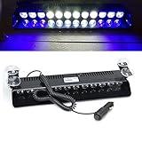 wecade 12w 12 Leds Car Truck Emergency Strobe Flash Light Windshield Warning Light (Blue/White/White/Blue)