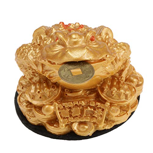 Estátua Baoblaze de resina Feng Shui Money Frog com três pernas de rico, sapo, sapo, dinheiro, pinge