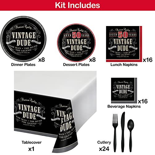 Vintage Dude 50Th Birthday Party Supplies Kit, Serves 8 #TOP1
