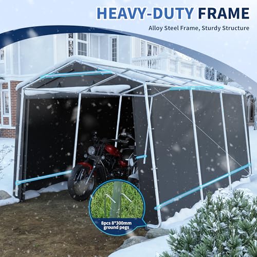 Vonzoy Carport 10'×15' Heavy Duty,Car Canopy Portable Garage With Roll-Up Zipper Door,Thick Shelter Storage Canopy Tent thumb #5