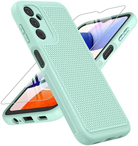 FNTCASE for Samsung Galaxy A14 5G Case: Dual Layer Protective Heavy Duty Cell Phone Cover Shockproof Rugged with Non Slip Textured Back - Military Protection Bumper Tough - 2023, 6.6inch (Mint Green)