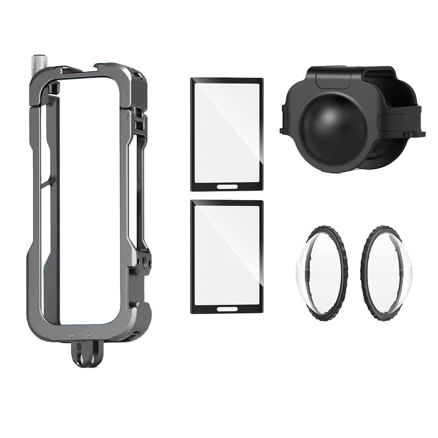 Insta 360 X4 Aluminum Metal Frame Cage Bag Case Lens Guards with Silicone Lens Cap Screen Protector for Insta360 X4 X 4 Camera Accessories Kit Multi-use Mount Clamp Adapter