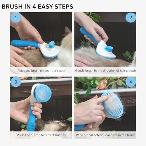 AIXINPET Cat & Dog Self Cleaning Slicker Brush - Easy to Remove Loose Fur, Harmless Deshedding Grooming Tool, Massaging Function - Suitable for Shedding & Furry Pets, like Rabbits and Ferrets - Image 6